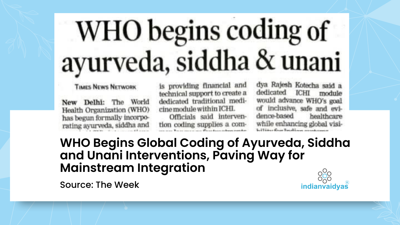 WHO Begins Global Coding of Ayurveda, Siddha and Unani Interventions, Paving Way for Mainstream Integration