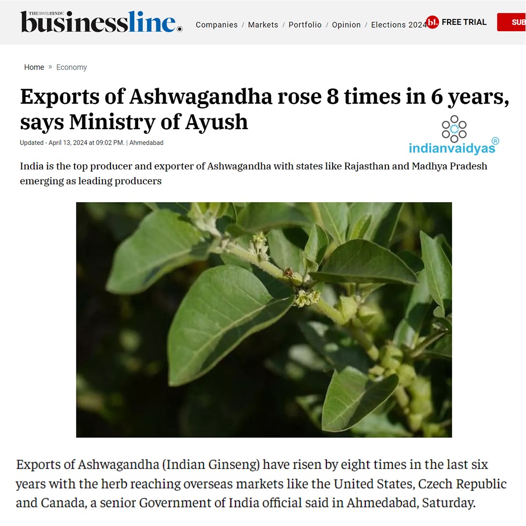 Exports of Ashwagandha rose 8 times in 6 years, says Ministry of Ayush