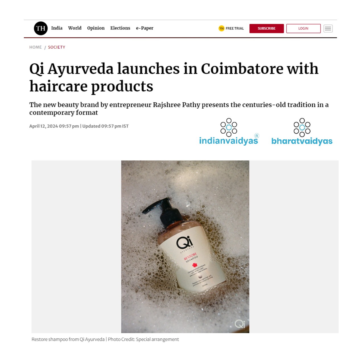 Qi Ayurveda launches in Coimbatore with haircare products