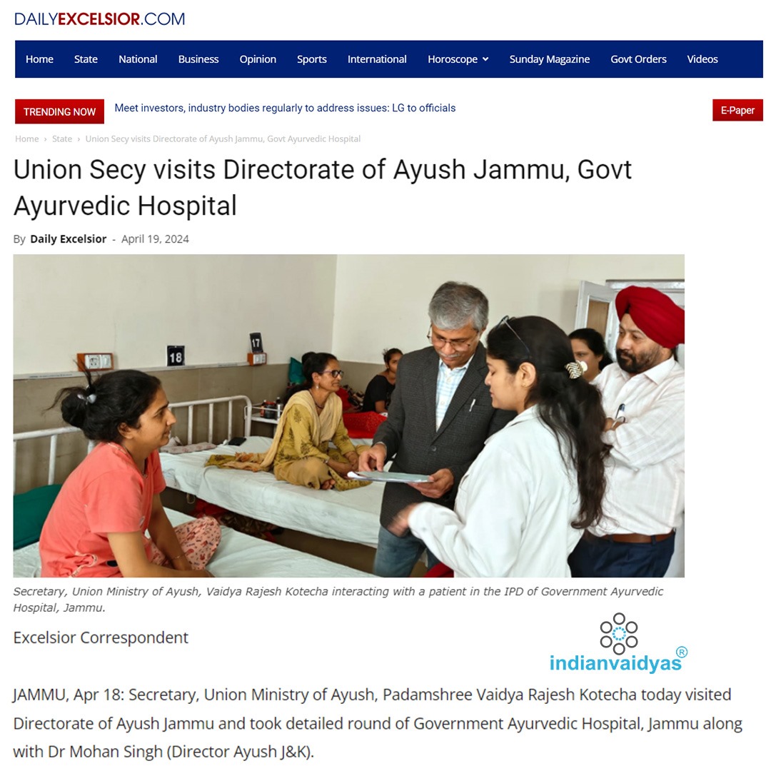 Union Secy visits Directorate of Ayush Jammu, Govt Ayurvedic Hospital