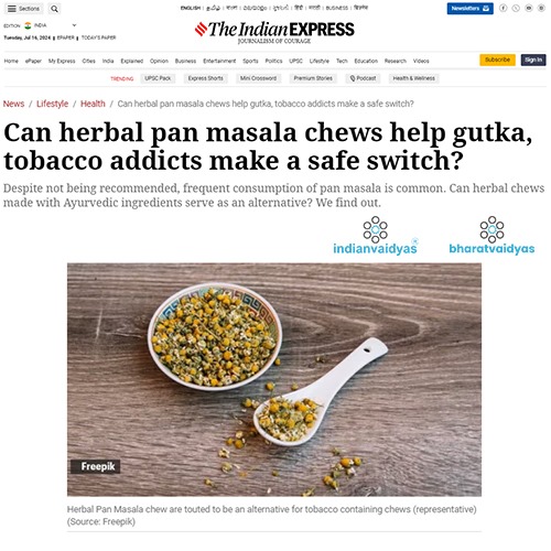 Can herbal pan masala chews help gutka, tobacco addicts make a safe switch?