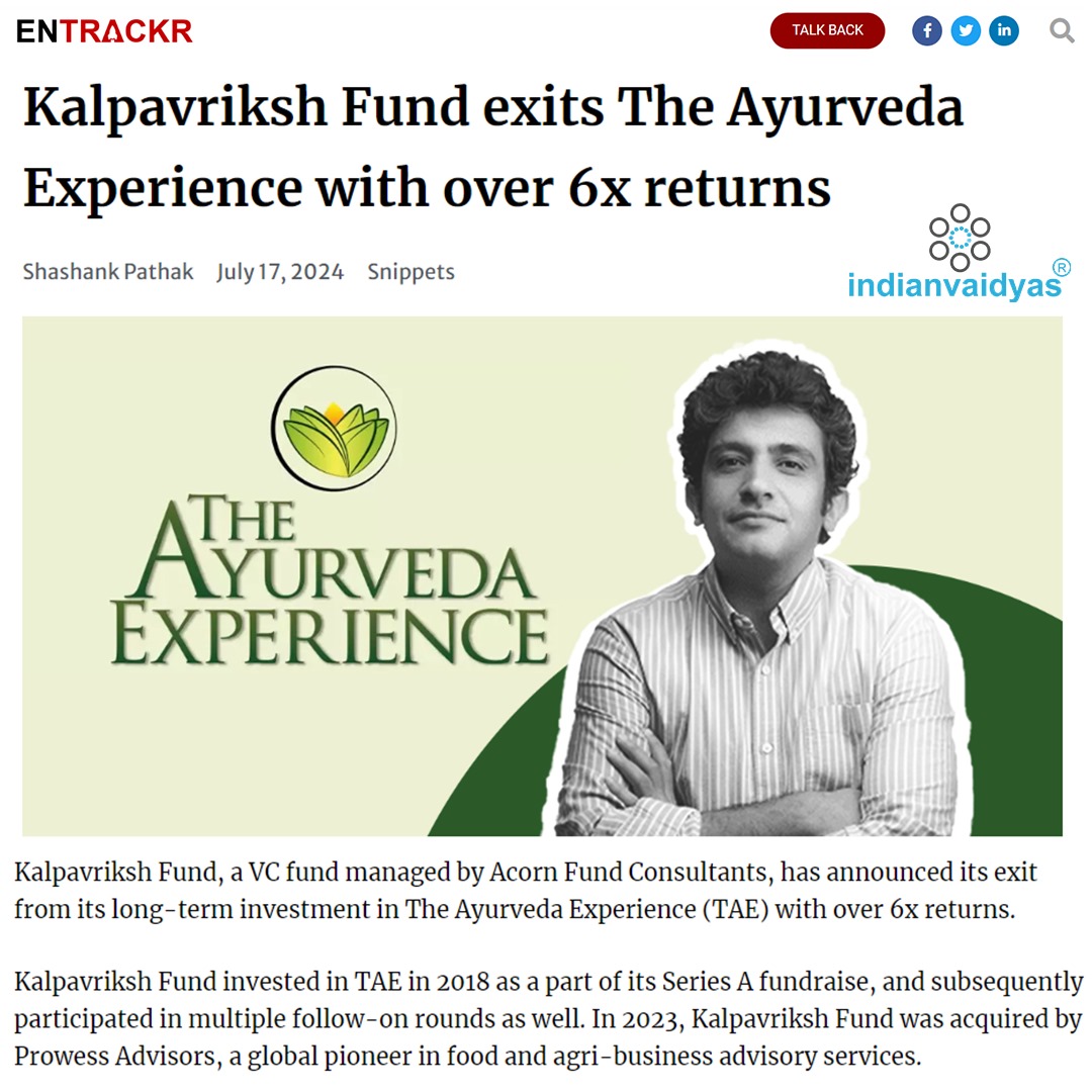 Kalpavriksh Fund exits The Ayurveda Experience with over 6x returns