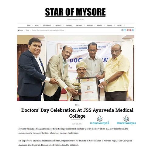 Doctors’ Day Celebration At JSS Ayurveda Medical College