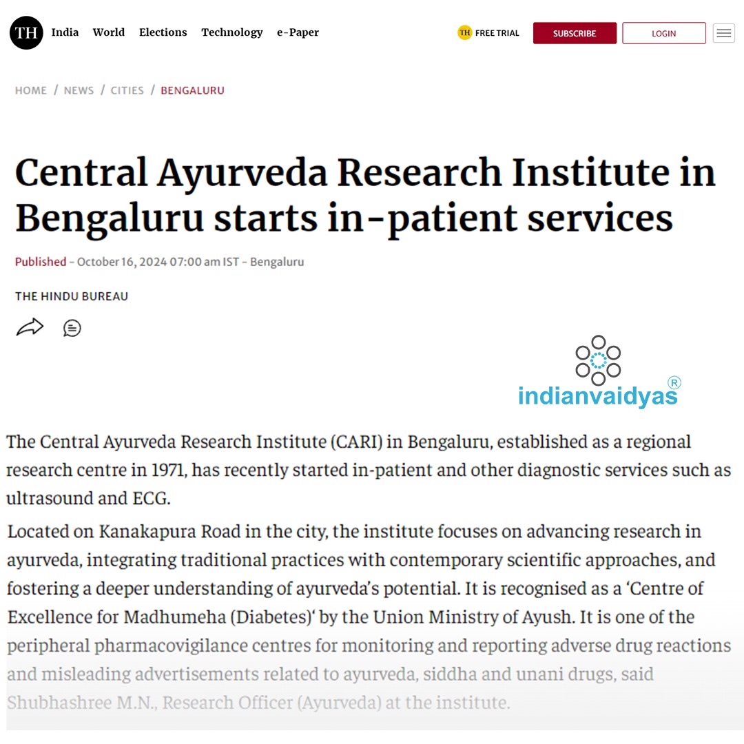 Central Ayurveda Research Institute in Bengaluru starts in-patient services