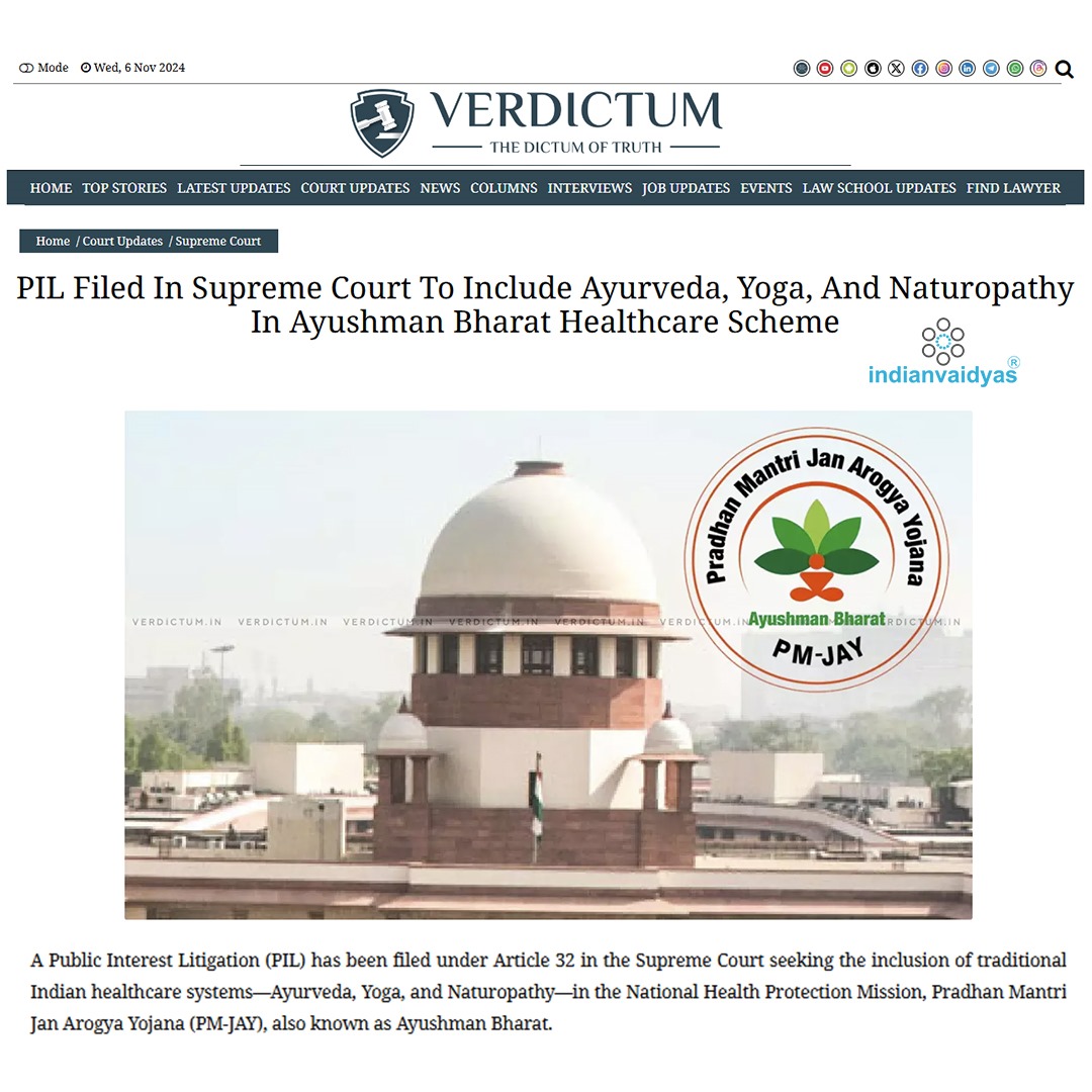 PIL Filed In Supreme Court To Include Ayurveda, Yoga, And Naturopathy In Ayushman Bharat Healthcare Scheme 