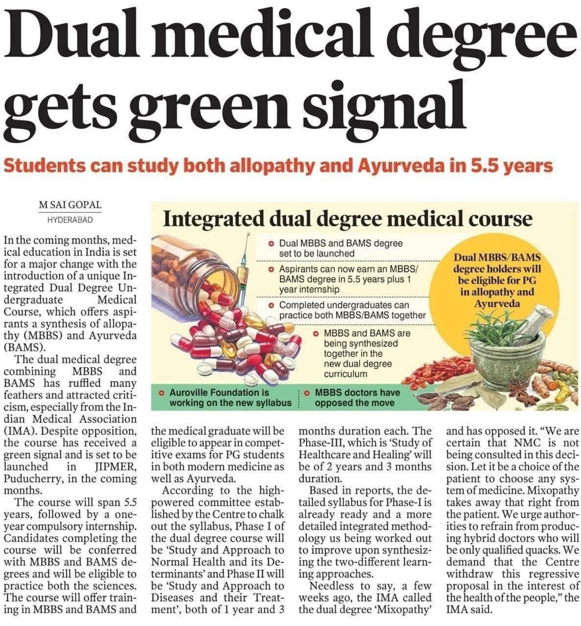 India Launches Dual Medical Degree – MBBS and BAMS Together