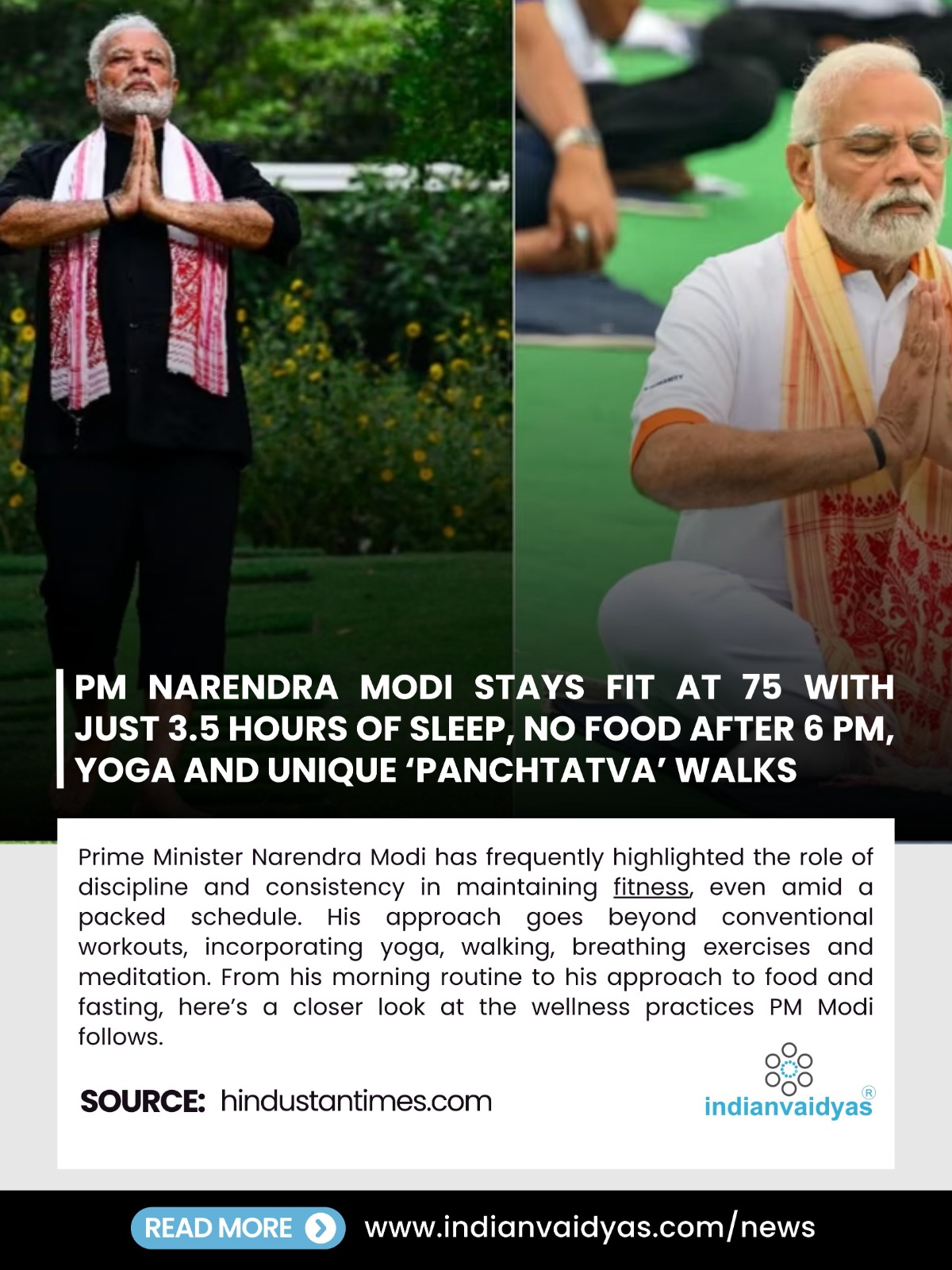 Mindful Discipline: How PM Narendra Modi Sustains Vitality at 75 Through Yoga, Fasting, and Nature Walks