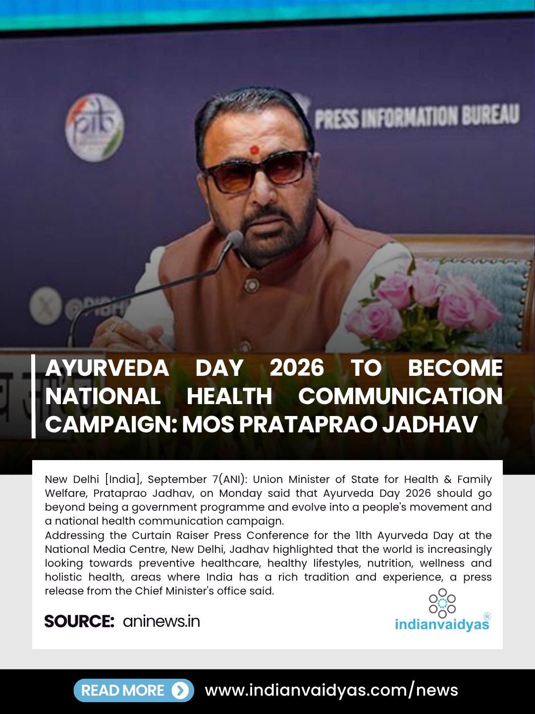 People's Movement: Union Minister Prataprao Jadhav Unveils 11th Ayurveda Day Campaign