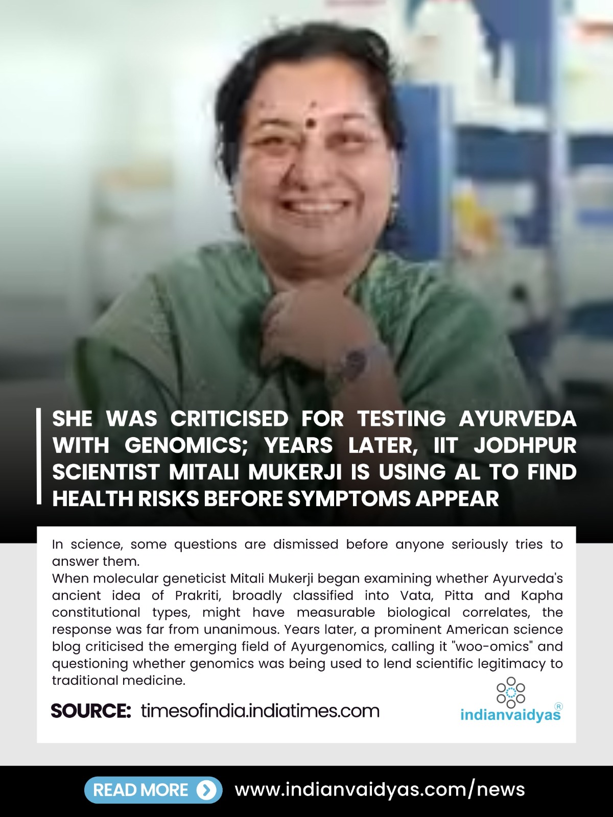 Scientific Frontier: How IIT Jodhpur’s Dr. Mitali Mukerji Bridges Ayurveda, Genomics, and Artificial Intelligence