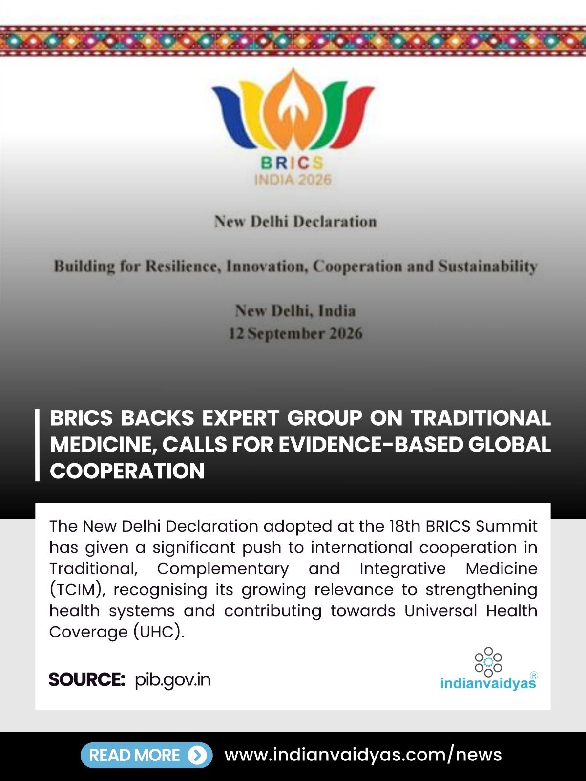 Global Healthcare Convergence: BRICS Backs Expert Working Group on Traditional Medicine in Landmark Declaration