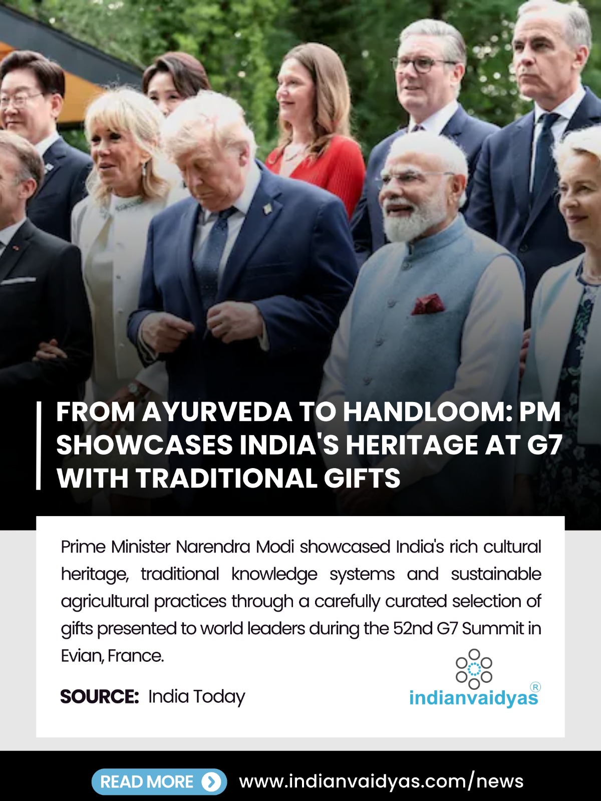 PM Modi Highlights India’s Ayurveda, Handloom and Culinary Heritage Through G7 Gifts